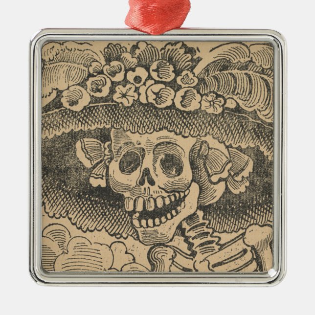 Ornamento De Metal Esqueleto De Câncer (Calavera Catrina) (Caveira El (Frente)