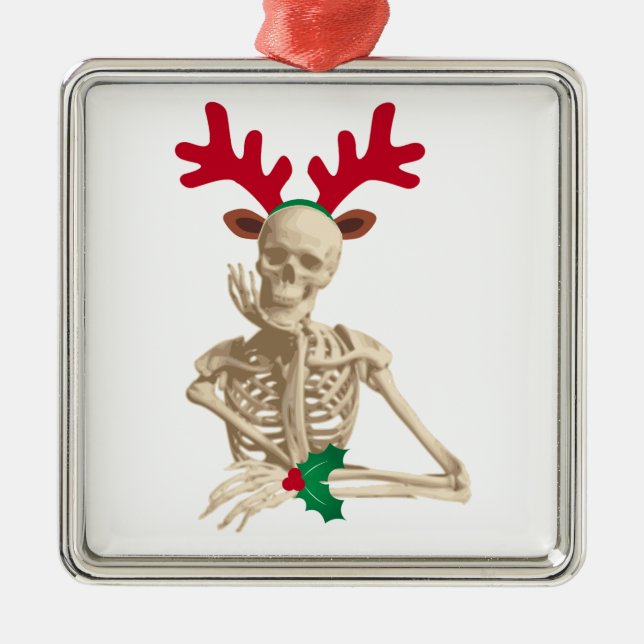 Ornamento De Metal esqueleto de renas de natal (Frente)
