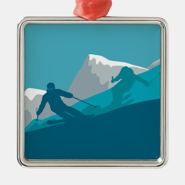 Ornamento De Metal Esqui alpino (Frente)