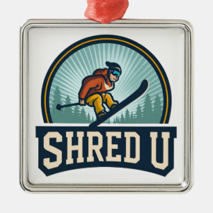 Ornamento De Metal Esqui da Shred University