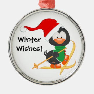 Ornamento De Metal Esqui do pinguim do Natal