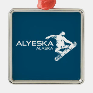 Ornamento De Metal Esquiador Alyeska Alasca
