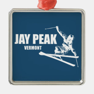 Ornamento De Metal Esquiador de Jay Peak Vermont