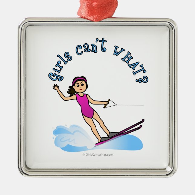 Ornamento De Metal Esquiadora de água para mulheres leves (Frente)