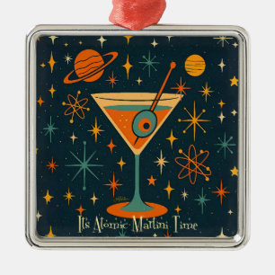 Ornamento De Metal Está na Hora do Martini Atômico Estrelas Cósmicas