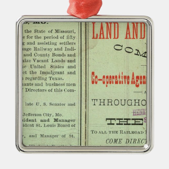 Ornamento De Metal Estado do Texas (Frente)