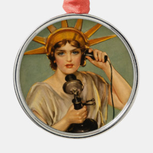 Ornamento De Metal Estátua Vintage da Liberdade, Anúncio de Guerra Pa