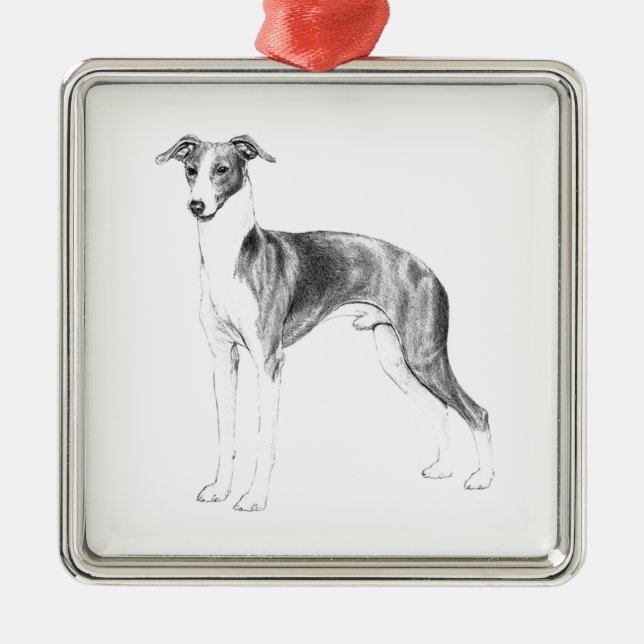 Ornamento De Metal Estilo de Greyhound Italiano (Frente)