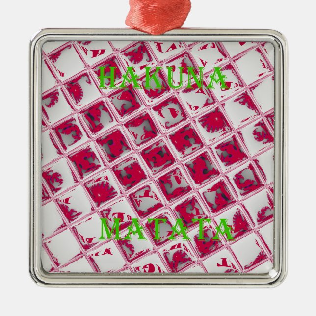 Ornamento De Metal Estilo de Matata Red Hakuna (Frente)