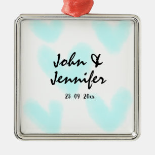 Ornamento De Metal estilo de texto minimalista simples branco casamen