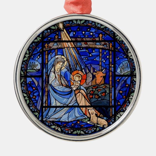 Ornamento De Metal Estilo de Vidro Estido Natividade (Frente)