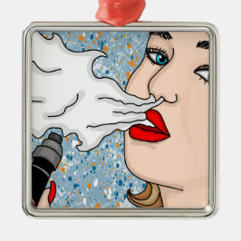 Ornamento De Metal Estilo Retro Vaping Lady Natal