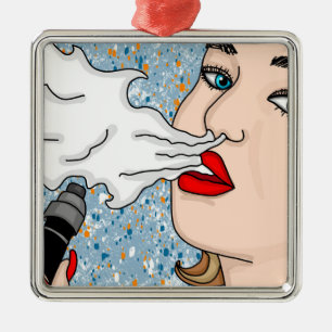 Ornamento De Metal Estilo Retro Vaping Lady Natal