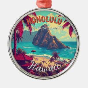 Ornamento De Metal Estilo Vintage Viagem Honolulu Médio Havaiano - Pa
