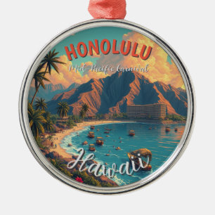 Ornamento De Metal Estilo Vintage Viagem Honolulu Médio Havaiano - Pa