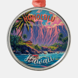 Ornamento De Metal Estilo Vintage Viagem Honolulu Médio Havaiano - Pa