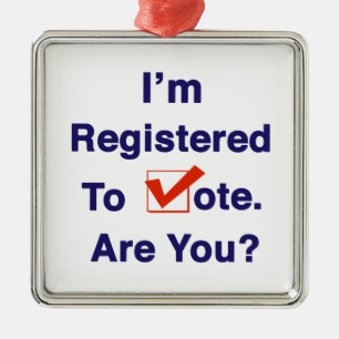 Ornamento De Metal Estou Registrado para Votar 2026
