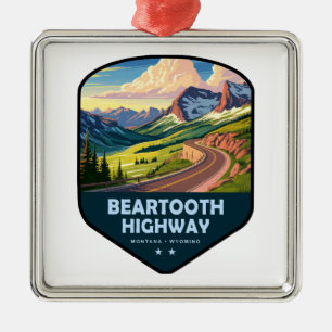 Ornamento De Metal Estrada Beartooth Montana Wyoming Escudo