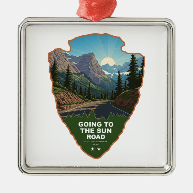 Ornamento De Metal Estrada Going To The Sun Glacier NP Arrowhead (Frente)
