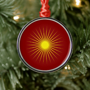 Ornamento De Metal Estrela Amarela Brilhante Marca o Natal Vermelho