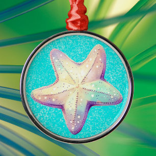 Ornamento De Metal Estrela-do-mar Tropical Natal Feriado