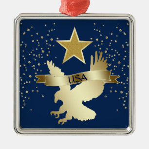 Ornamento De Metal Estrela Dourado Eagle dos EUA