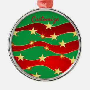 Ornamento De Metal Estrelas Douradas no Natal Sky Thunder_Cove