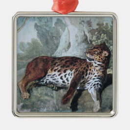 Ornamento De Metal Estudo de um Leopardo (por Jean-Baptiste Oudry)