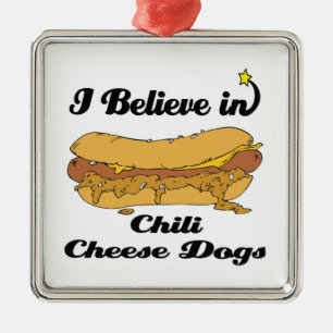 Ornamento De Metal eu acredito em cachorros de queijo chili