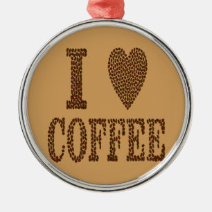 Ornamento De Metal Eu Adoro Café