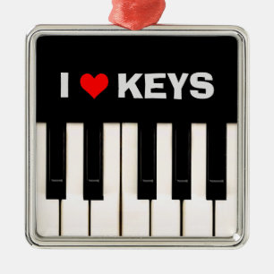 Ornamento De Metal Eu adoro Piano Keys