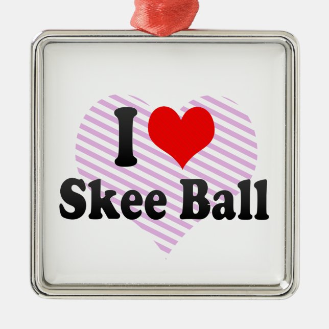 Ornamento De Metal Eu amo a bola de Skee (Frente)