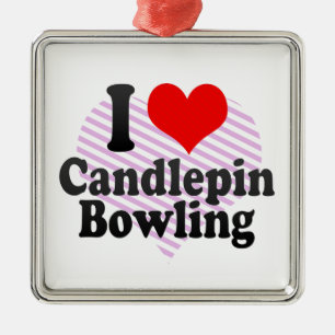 Ornamento De Metal Eu amo a boliche de Candlepin