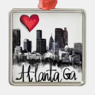 Ornamento De Metal Eu amo Atlanta