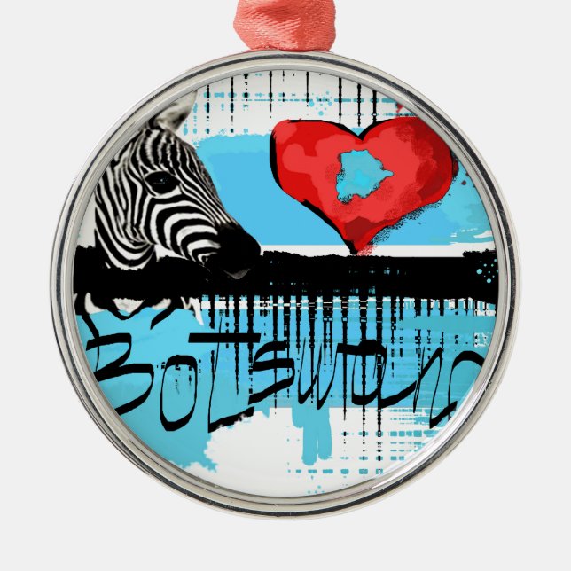 Ornamento De Metal Eu amo Botswana (Frente)
