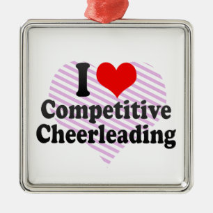 Ornamento De Metal Eu amo Cheerleading competitivo