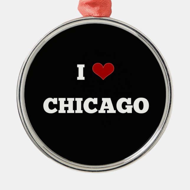 Ornamento De Metal Eu amo Chicago (Frente)