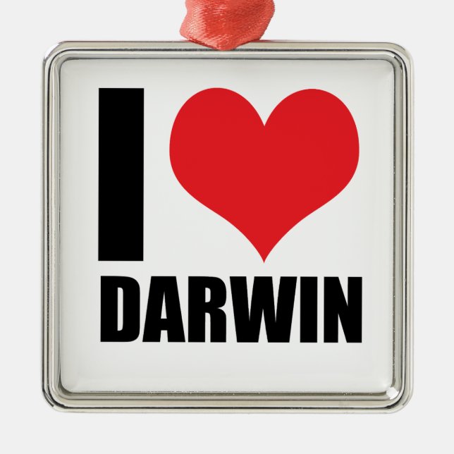 Ornamento De Metal Eu amo Darwin (Frente)