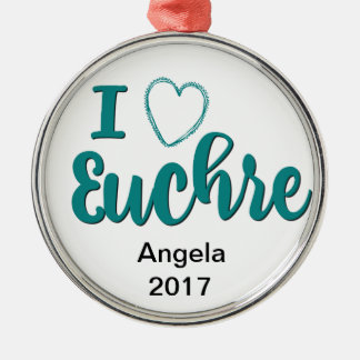 Ornamento De Metal Eu Amo Euchre Personalizado Design