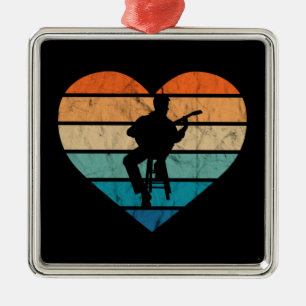 Ornamento De Metal Eu Amo Guitaristas Com Violão Acústico
