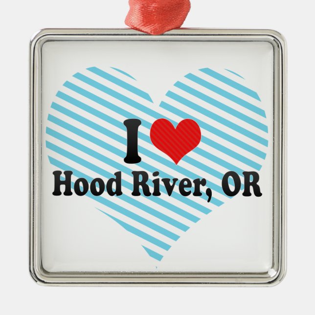 Ornamento De Metal Eu amo Hood River, OU (Frente)