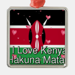 Ornamento De Metal Eu Amo! Kenya Hakuna Matata