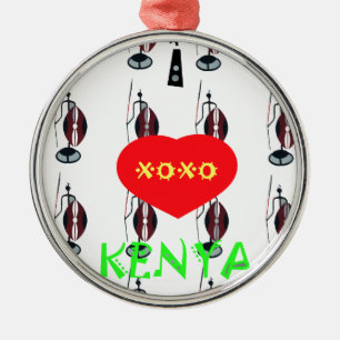 Ornamento De Metal Eu amo Kenya XOXO