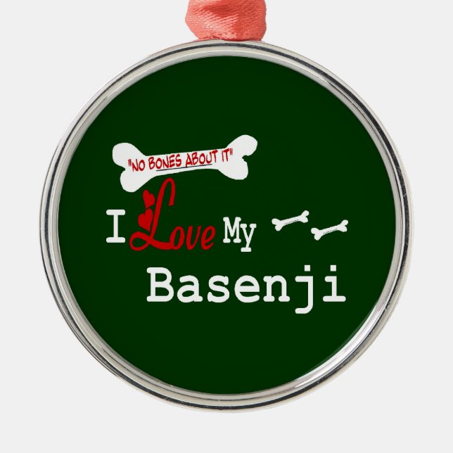 Ornamento De Metal Eu Amo Meu Basenji (Frente)