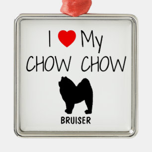 Ornamento De Metal Eu Amo Meu Cachorro De Chow