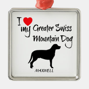 Ornamento De Metal Eu Amo Meu Cachorro Suíço Maior