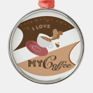 Ornamento De Metal Eu Amo Meu Café Retro Java
