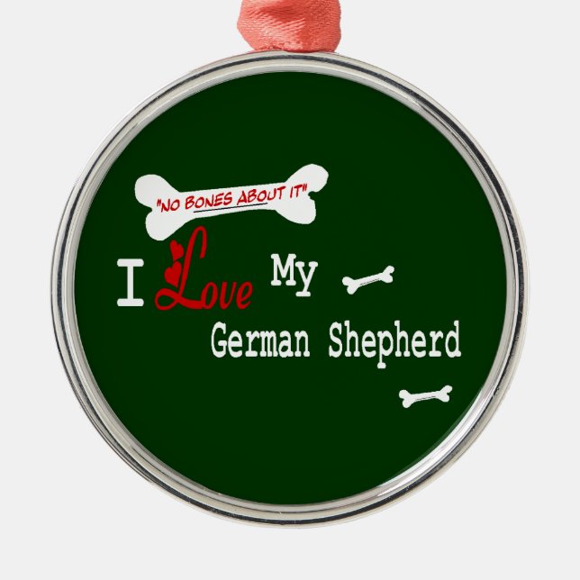 Ornamento De Metal Eu Amo Meu German shepherd (Frente)