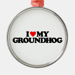 ORNAMENTO DE METAL EU AMO MEU GROUNDHOG