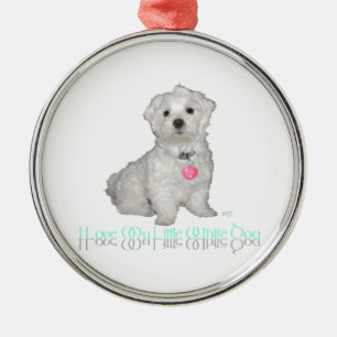 Ornamento De Metal Eu Amo Meu Pequeno Cachorro Branco - Maltese !